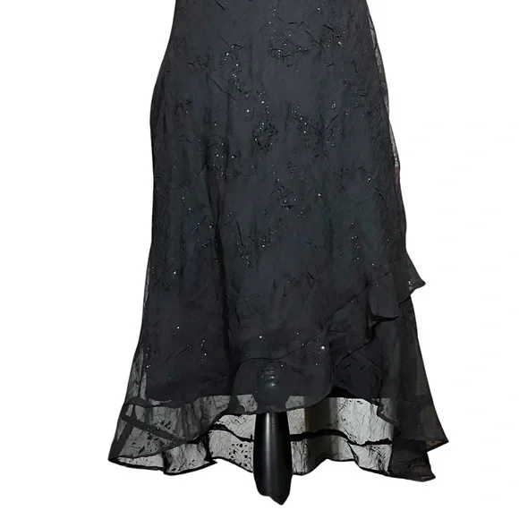 Vintage 90s Black Asymmetrical Sleeveless Dress. Small. Whimsigoth, Fairycore - Picture 7 of 8